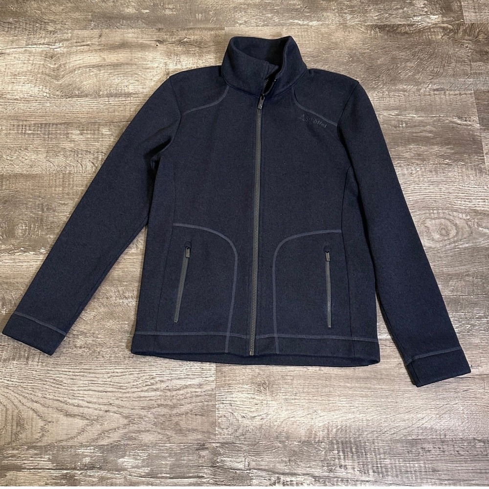 Schoffel Mens Navy Blue Full Zip Knit Fleece Jacket Mock Neck Size L 50 35331